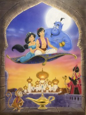 handgemaltes illustration im filmstil inspiriert von aladdin mit leuchtenden farben